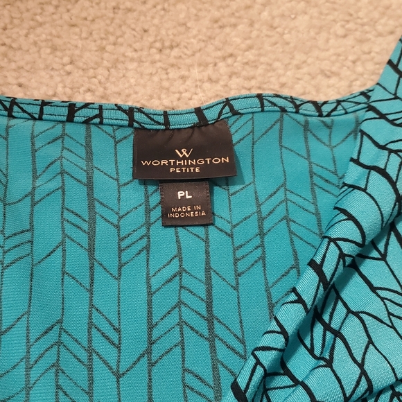 Teal Patterned Sleeveless Blouse - Picture 3 of 4